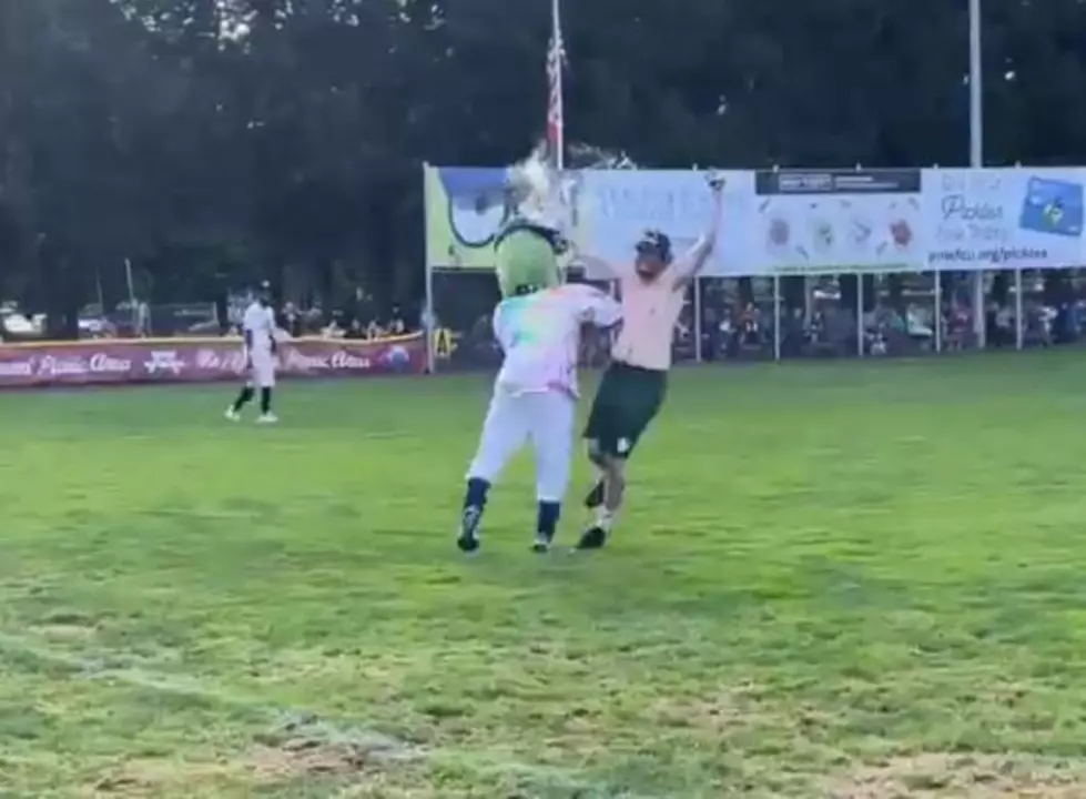 Giant Pickle Tackles Streaker During Baseball Game – ‘Murica