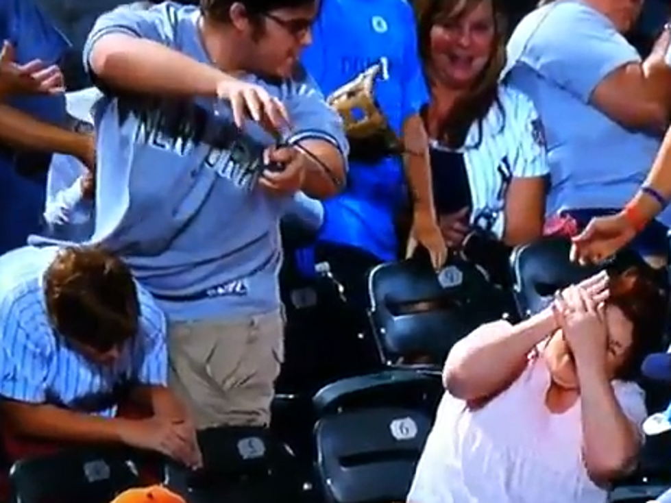 Foul Ball Hits Woman In The Face [VIDEO]