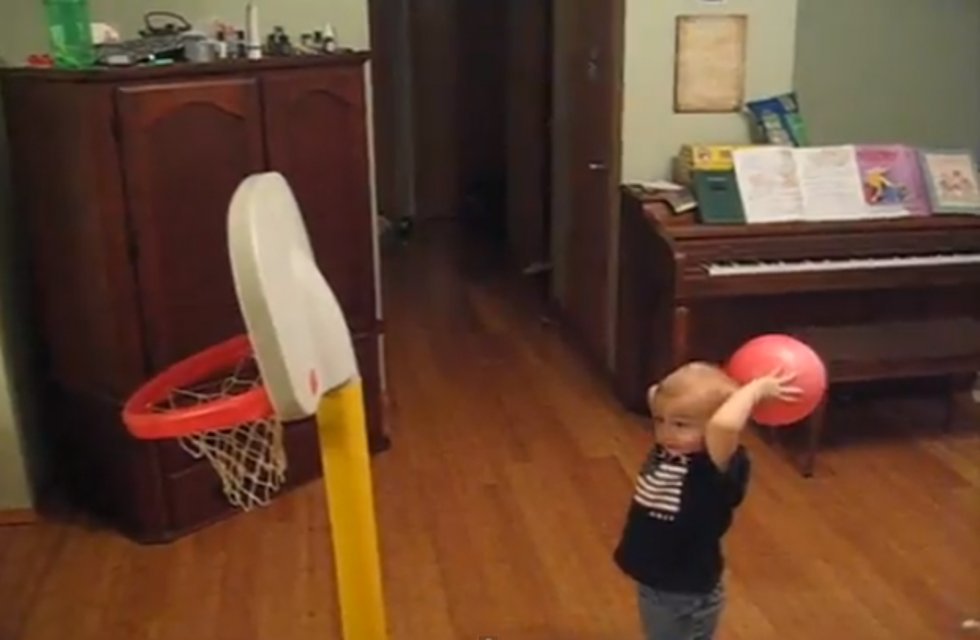 Amazing! Eighteen Month Old Baby Has Basketball Skills And Trick Shot Video