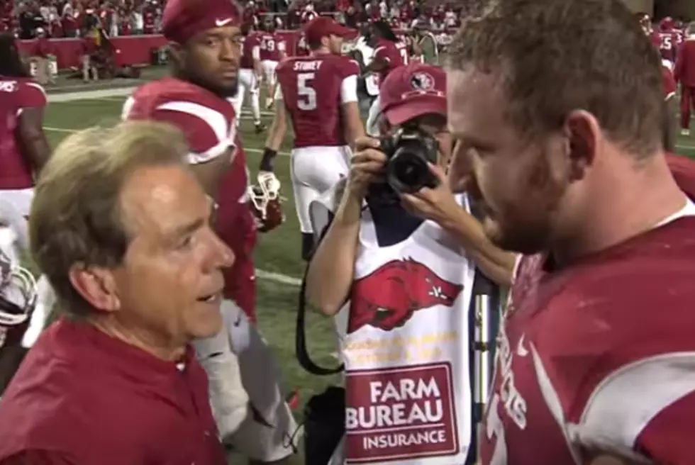 Nick Saban Consoles Arkansas Player Who Just Lost Father [VIDEO]
