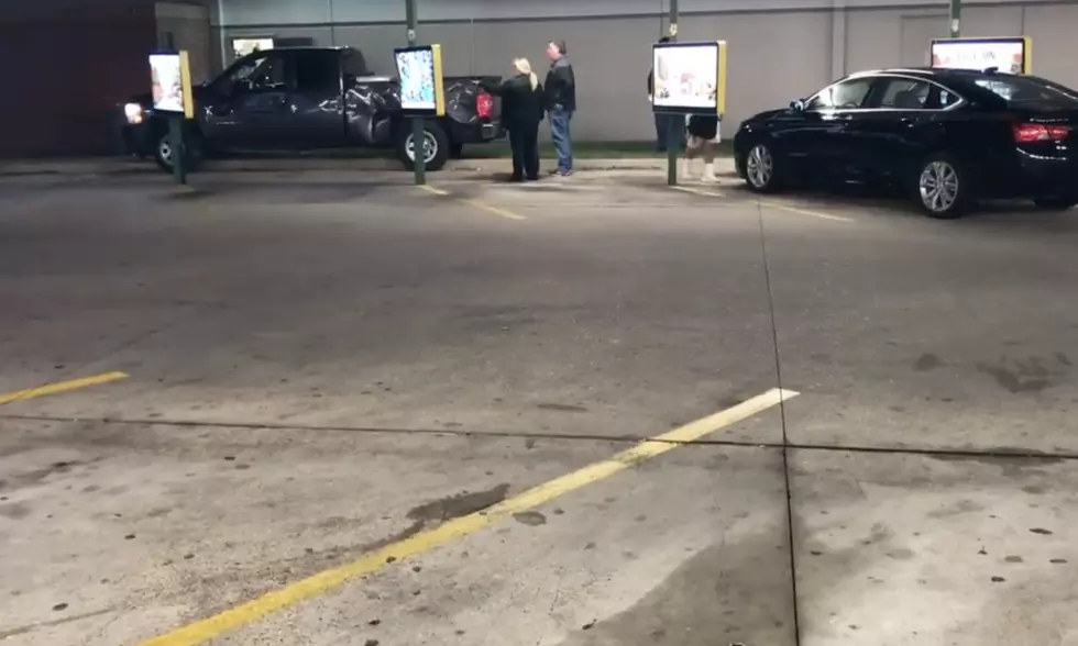 Driver Crashes Truck, Gets Into Very Awkward Spot At Shreveport Sonic [VIDEO]