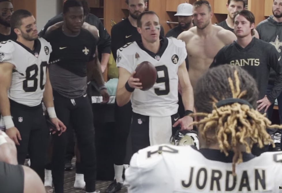 Locker Room Footage Of Drew Brees Celebrating With Saints Teammates After MNF Win [VIDEO]
