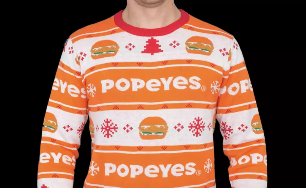 Popeyes Just Dropped An Ugly Christmas Sweater With Chicken Sandwiches On It