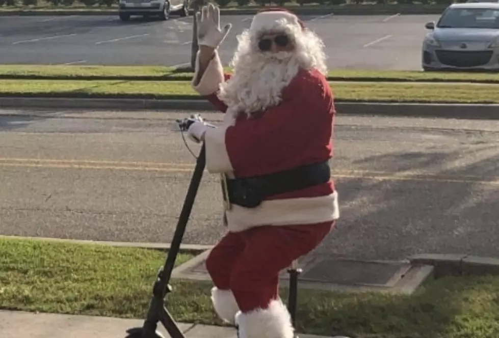 Santa Spotted Riding on Scooter in Lafayette