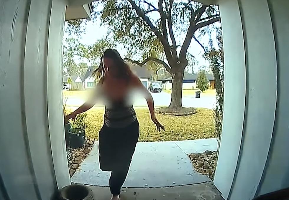 Topless Woman Caught on Camera Stealing Package Off of Doorstep