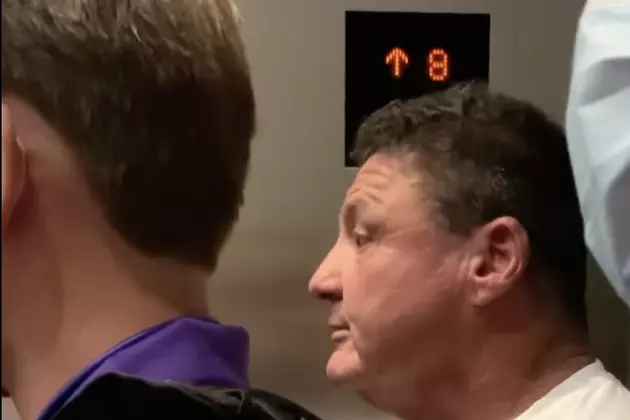 LSU Head Coach Ed Orgeron Talks to Fans About Hurricane While in Elevator [VIDEO]