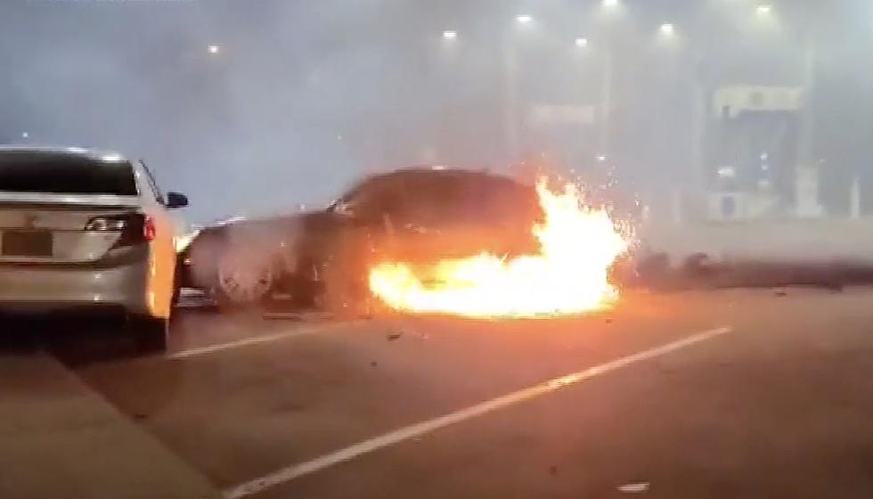 Officials Rescue Man Passed Out in Burning Car, Engine Running