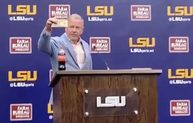 LSU Coach Brian Kelly Jokingly Fines Self for Being Late [VIDEO]