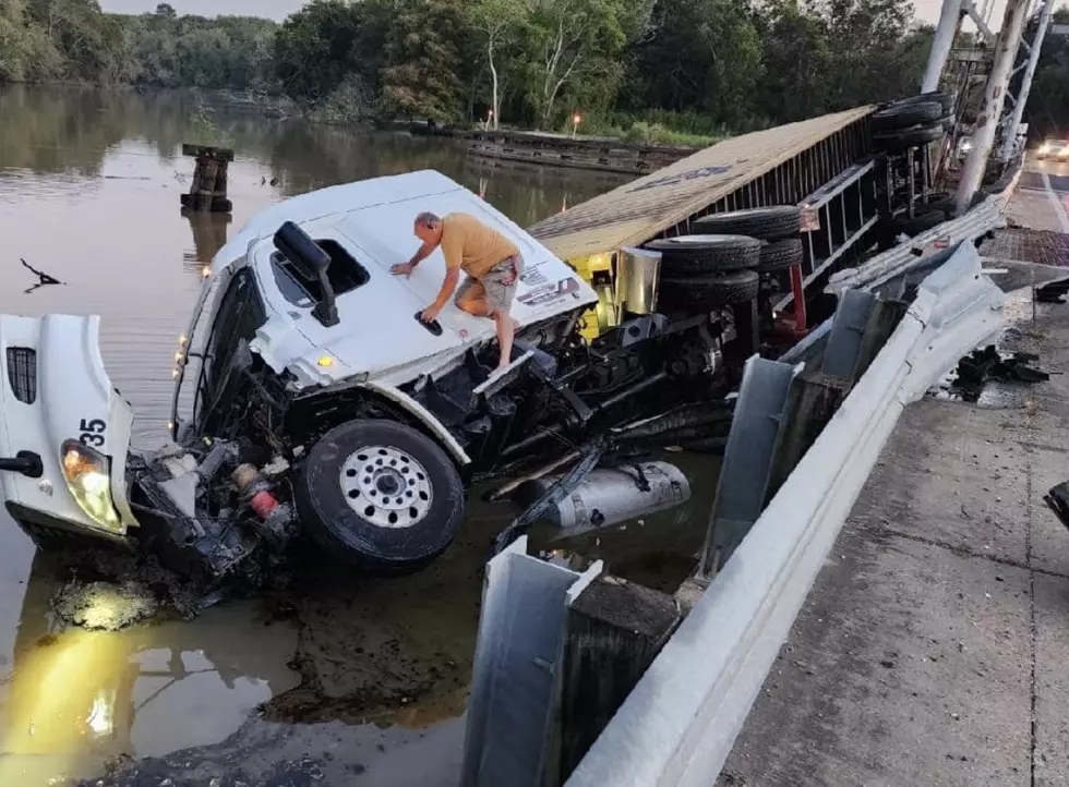 Tractor-Trailer Falls Off of Louisiana Pontoon Bridge [PHOTOS]