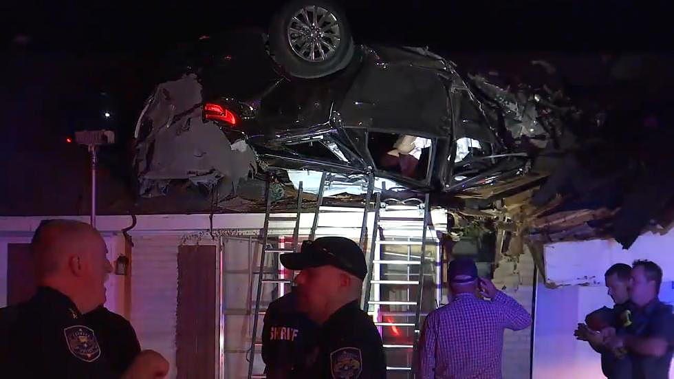 Woman Rescued After Car Goes Airborne, Crashes into Attic of Louisiana Home
