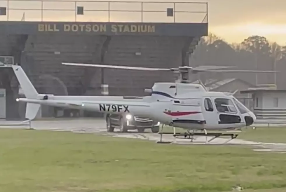 Large Helicopter Lands at Acadiana High School in Lafayette