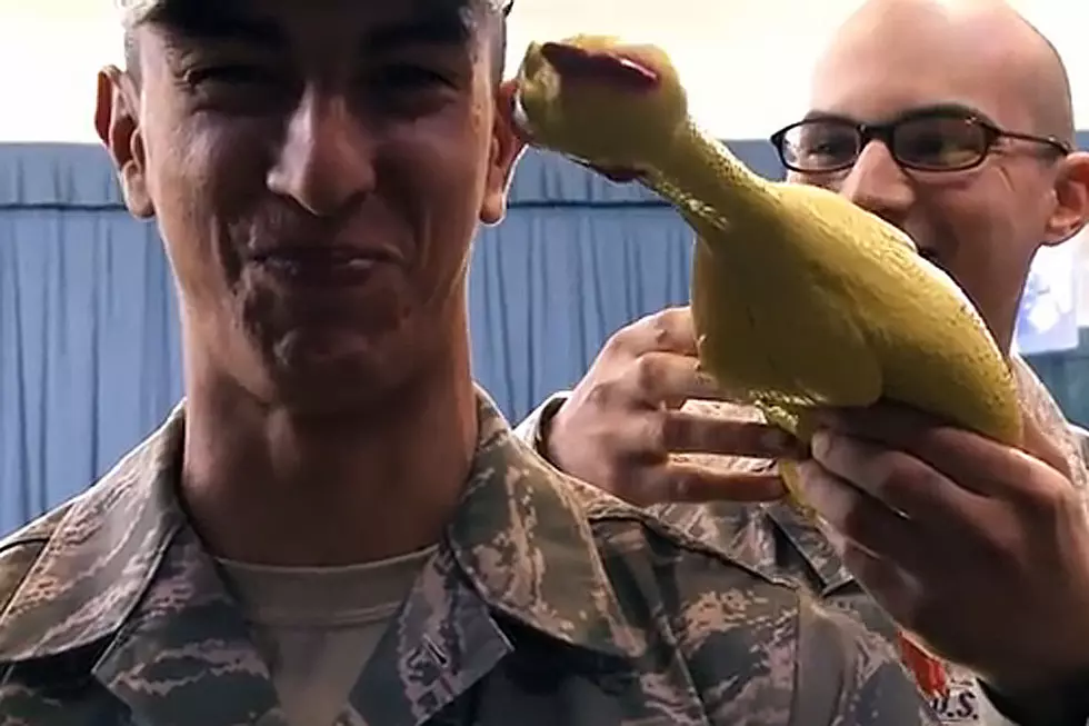 Stone-Faced Air Force Guardsman Crack Up During Rubber Chicken Test