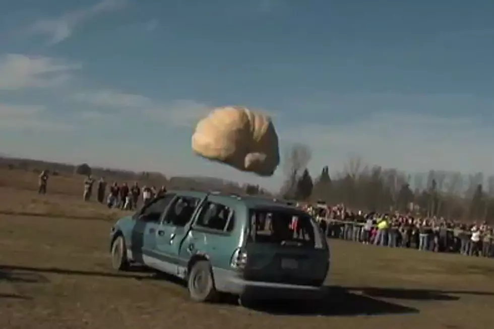 Watch 1,400-Pound Pumpkin Totally Demolish Minivan