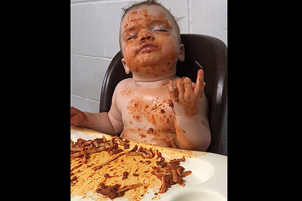 Deliriously Messy Baby Falls Asleep Eating Spaghetti