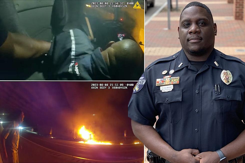 Police Make Daring Rescue Of Unconscious Driver in Fiery Crash