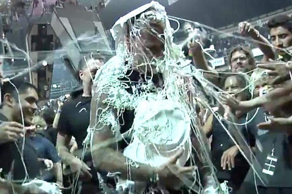Metallica’s James Hetfield Gets Silly-Stringed And Pied For Birthday Celebration [Video]
