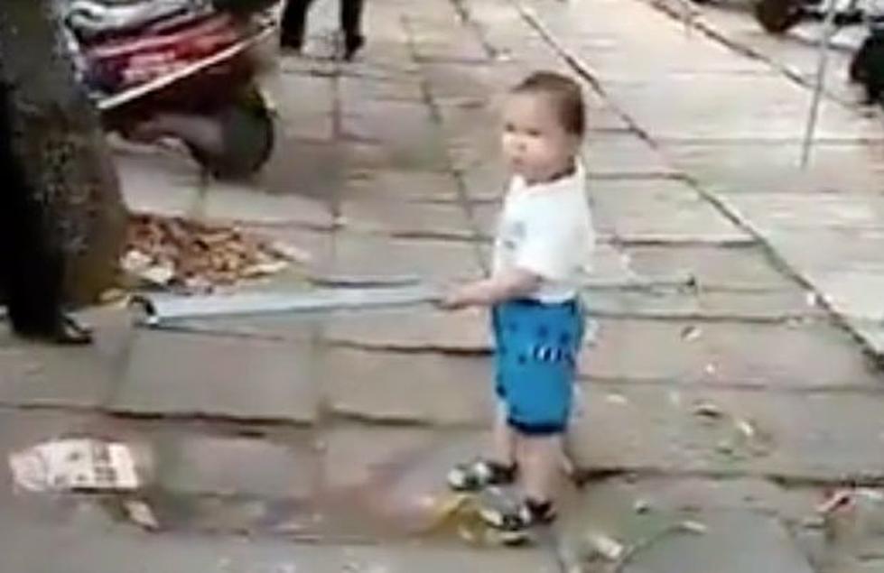 Raging Toddler Defends Grandmother Against Authorities With Metal Pipe [Watch]
