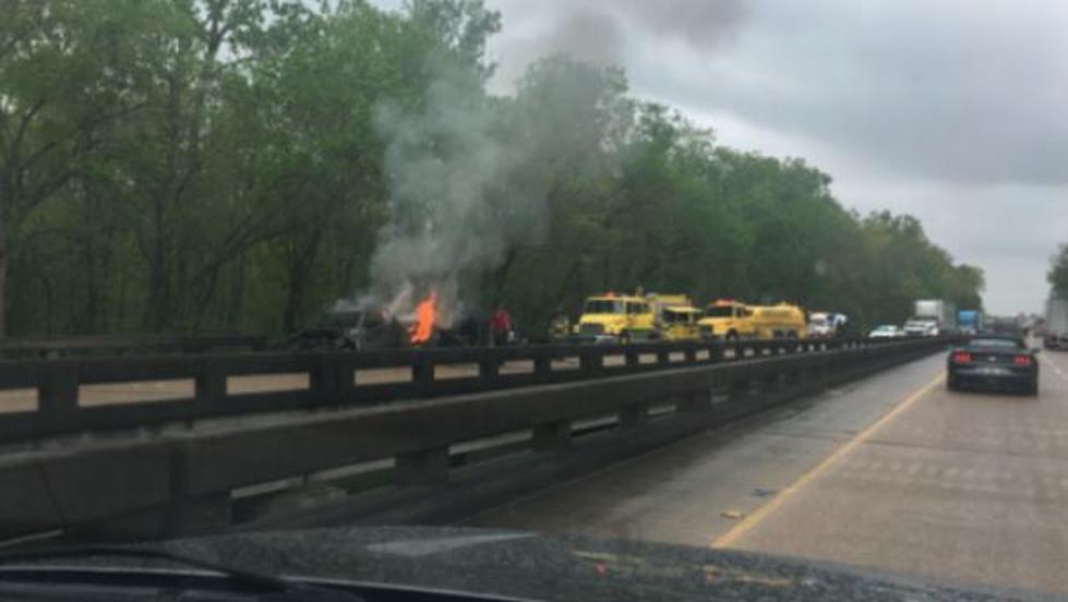 I-10 NOW OPEN: All Lanes Cleared After Vehicle Catches Fire and Blocks Traffic