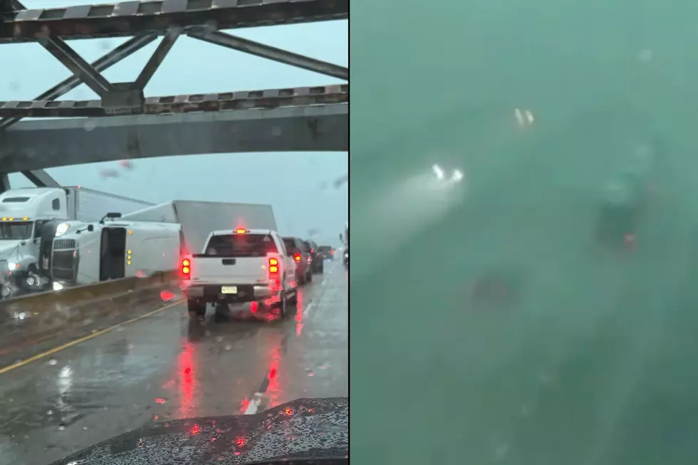 Severe Weather, Overturned Semi Block I-10 Bridge in Lake Charles