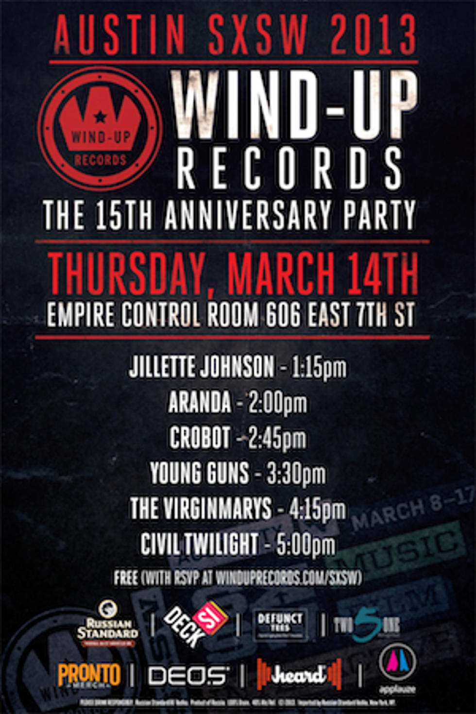 Aranda, Young Guns + More Playing Wind-up Records 15th Anniversary Party at 2013 SXSW