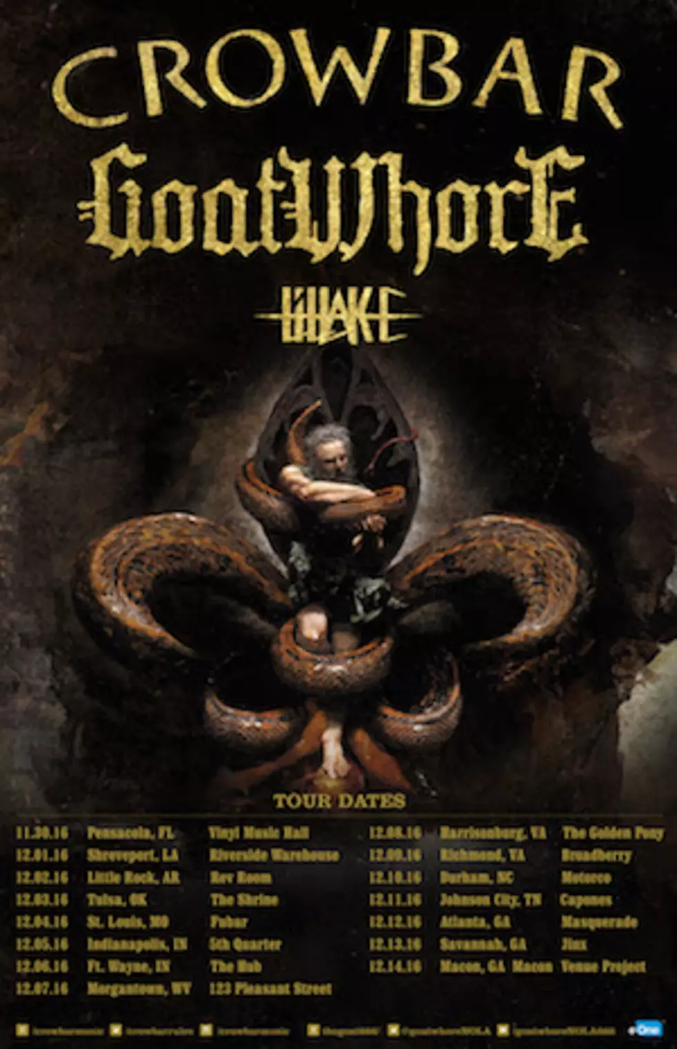 Crowbar + Goatwhore Announce Co-Headlining 2016 Winter Tour