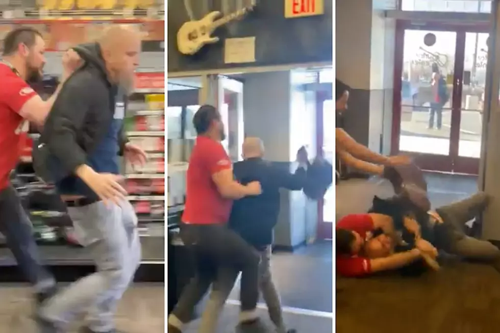 Guitar Center worker puts person in chokehold, drags them out
