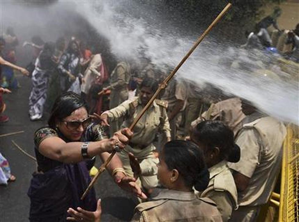 Indian Police Use Water Cannon on Rape Protestors
