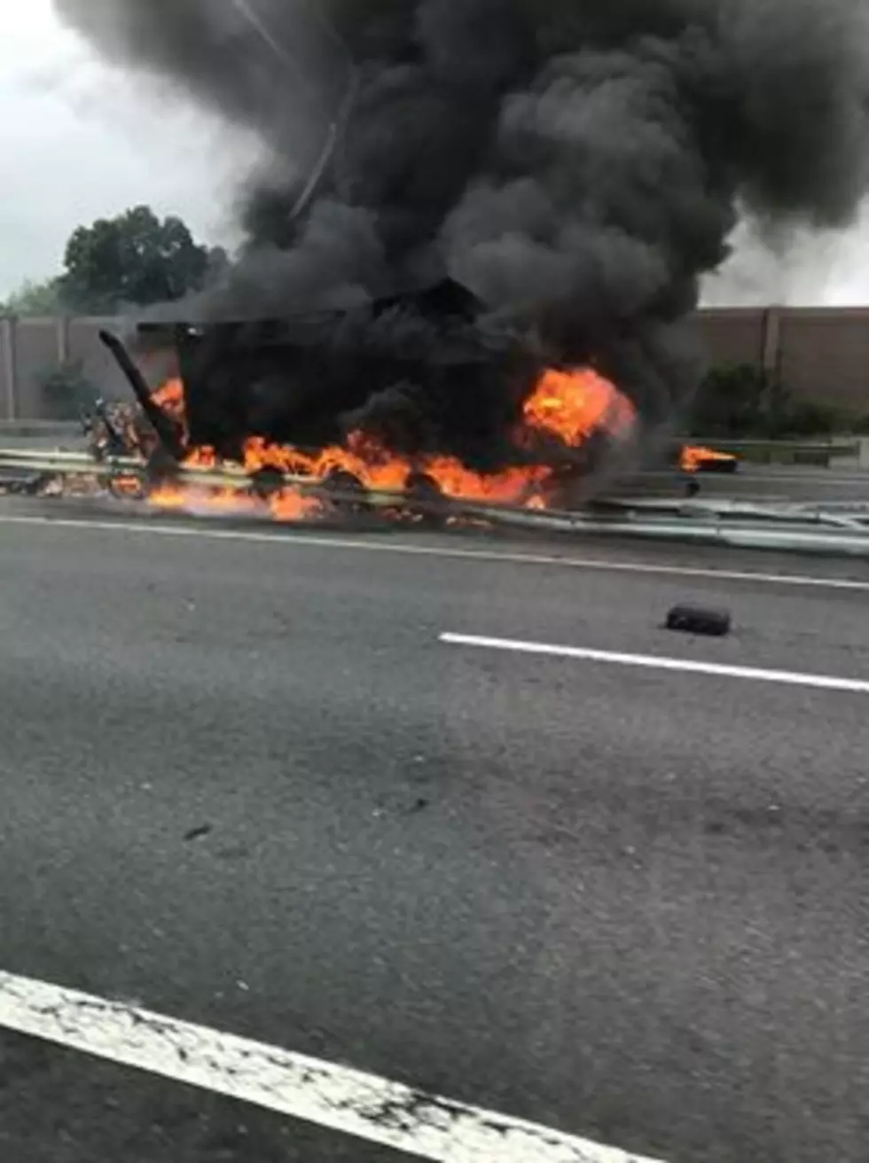 Truck fire, gas spill closes parts of Turnpike, Route 1 & 9