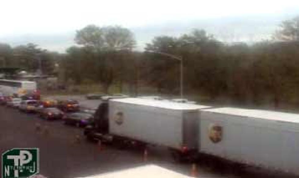 Turnpike snarled by overturned truck in South Jersey
