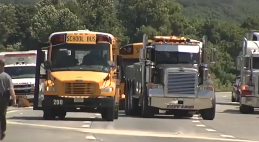 Video shows truck crash into school bus with NJ students