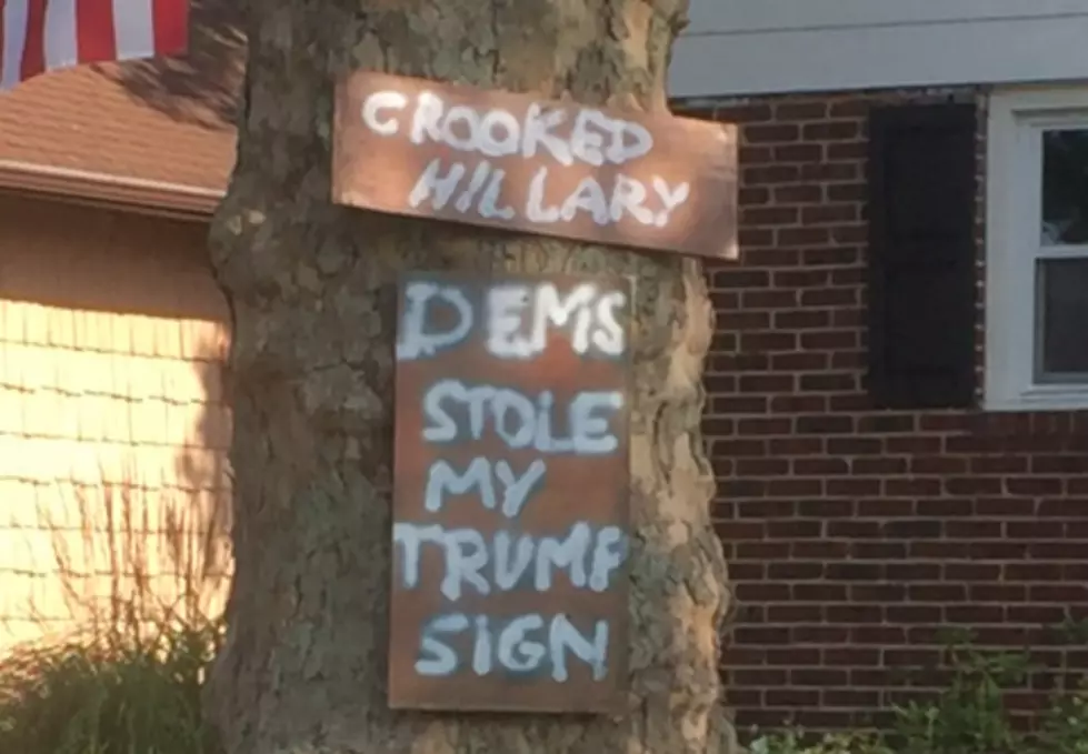 Someone’s stealing more Trump stuff! A sign like this, only in my town