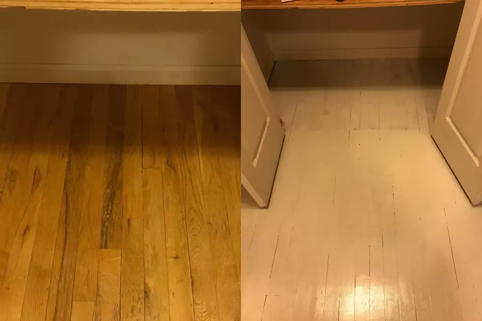 Judi Franco's DIY painted wood floor — Before and Almost