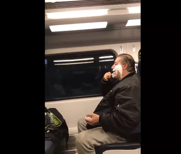 Guy shaves on NJ Transit — What happened to the shaving cream?
