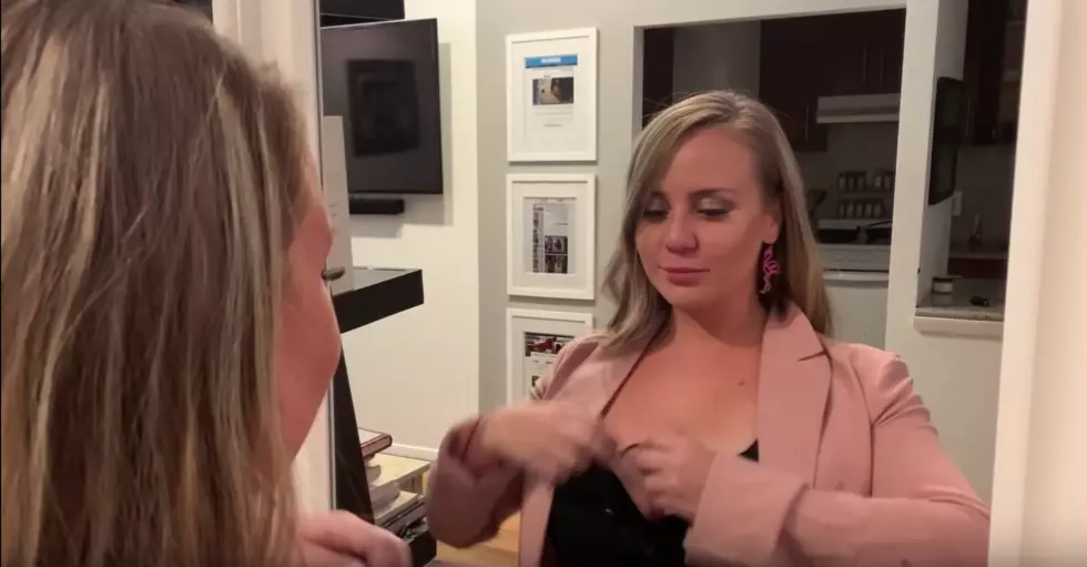 Cleavage cam! Woman wears bra cam for breast cancer awareness