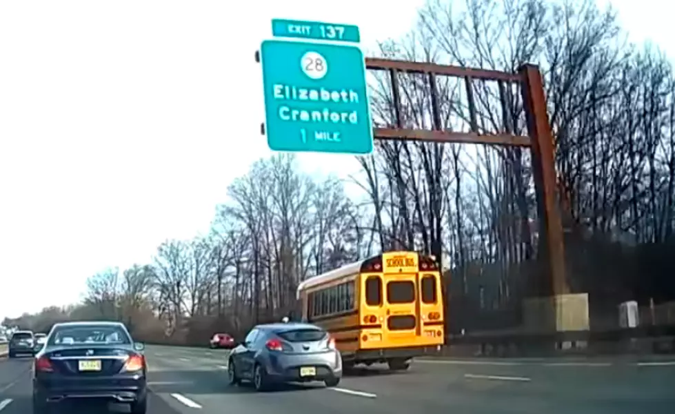 Car Brake-checks School Bus on Parkway, Almost Causing Crashes