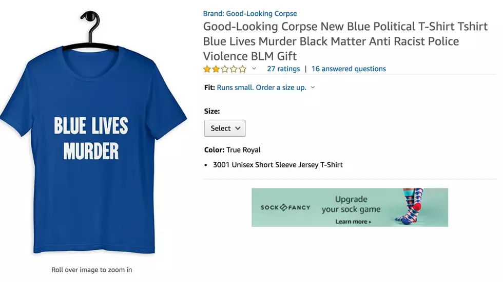 Disgusting cop-hating display on Amazon