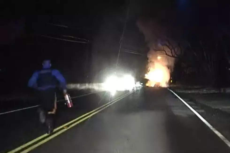 Watch NJ cop pull driver from burning car on Thanksgiving
