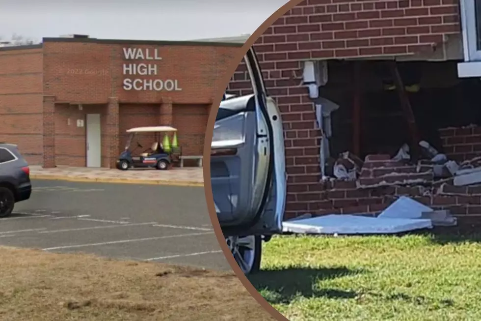 SUV punches hole in Wall Township, NJ, high school