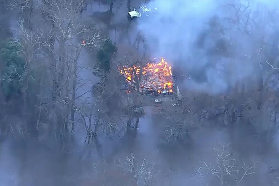 House burns in middle of flood waters in NJ