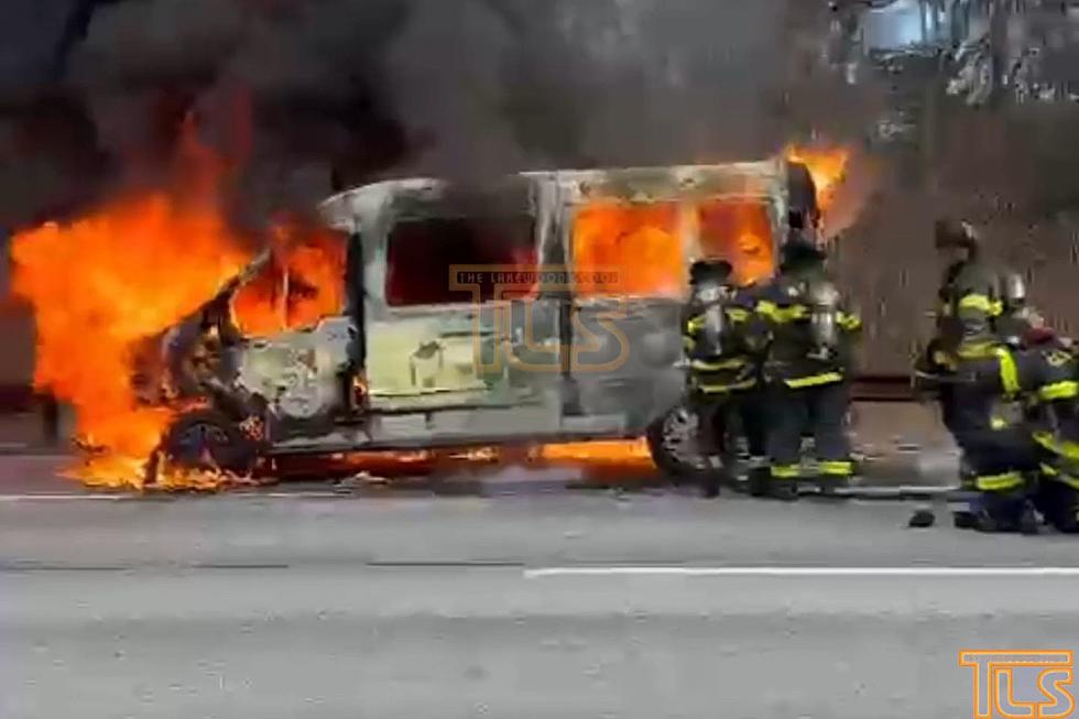 Van filled with NJ school kids erupts in flames on Parkway