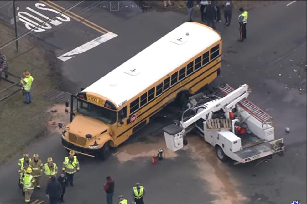 14 students hospitalized after truck hits NJ school bus