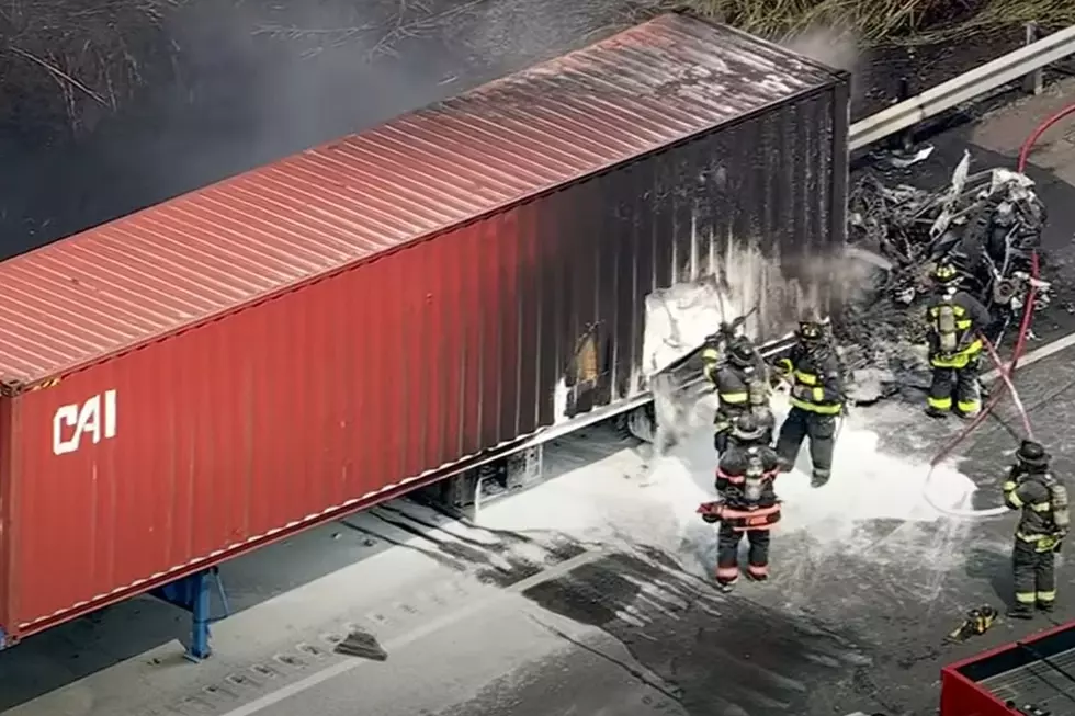1 dead after 2 trucks, pickup, van and car collide in fiery NJ Turnpike crash