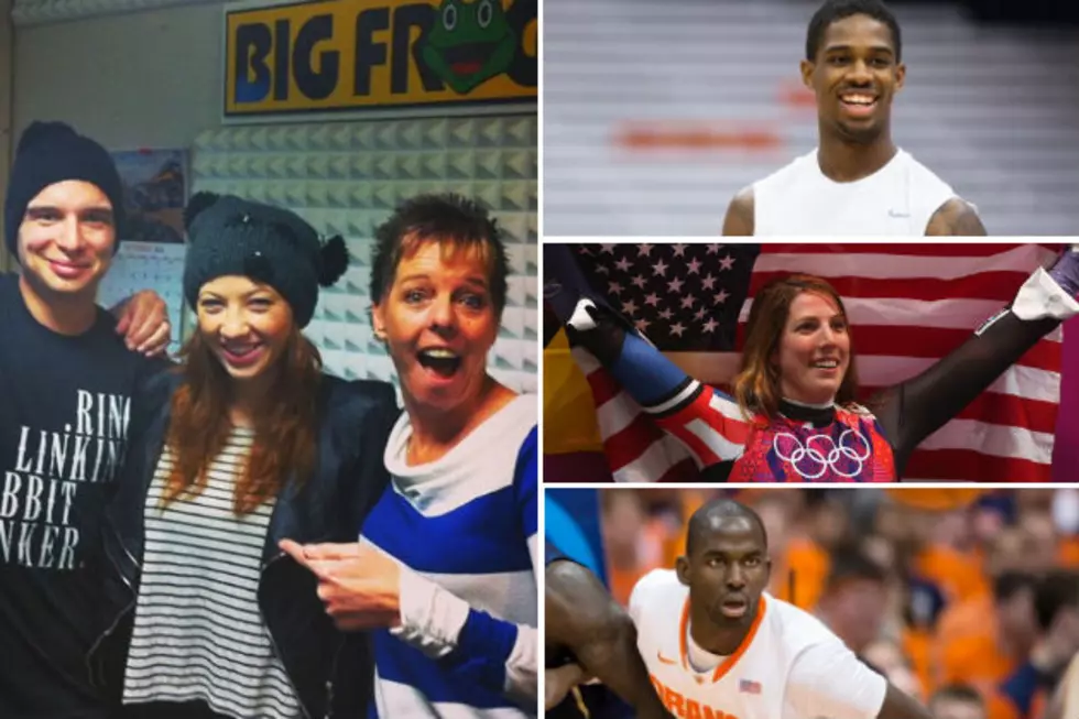 Syracuse Star CJ Fair, Olympian Erin Hamlin, Leon and Romy and Polly in Sitrin Celebrity Wheelchair Basketball Game