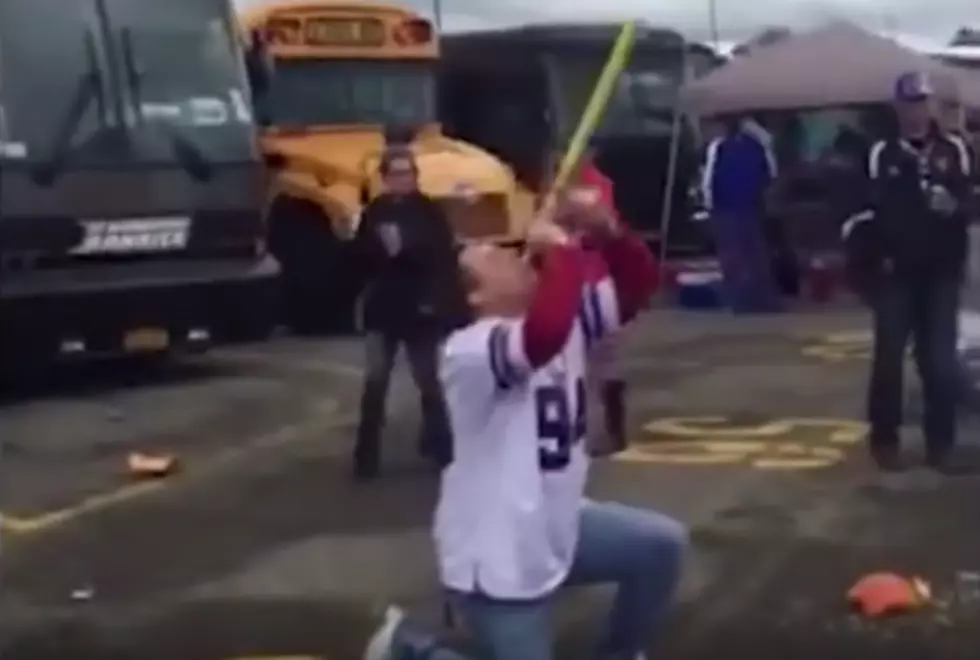 Drunk Buffalo Bills Fan Slams Into Bus