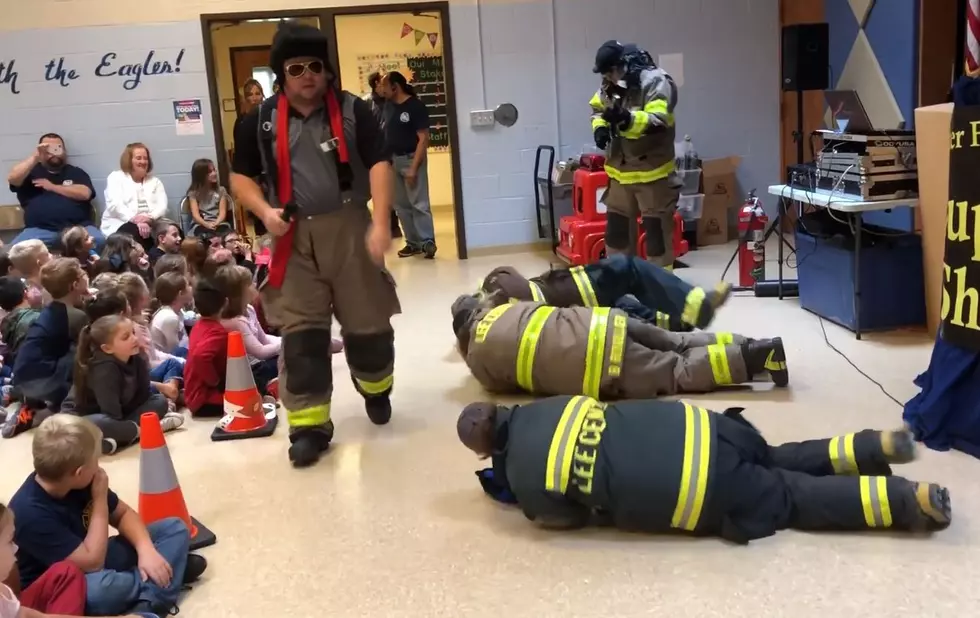 Lee Center Firefighters Don Blue Suede Boots to Teach Rome Kids Fire Safety