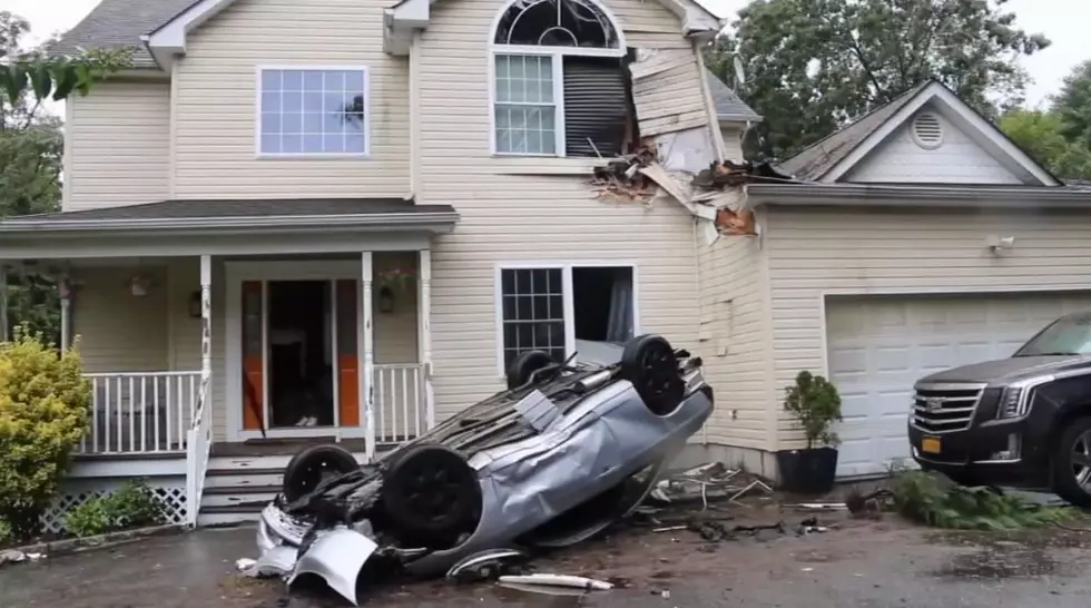Speeding Driver Goes Airborne, Hits Second Story of New York Home