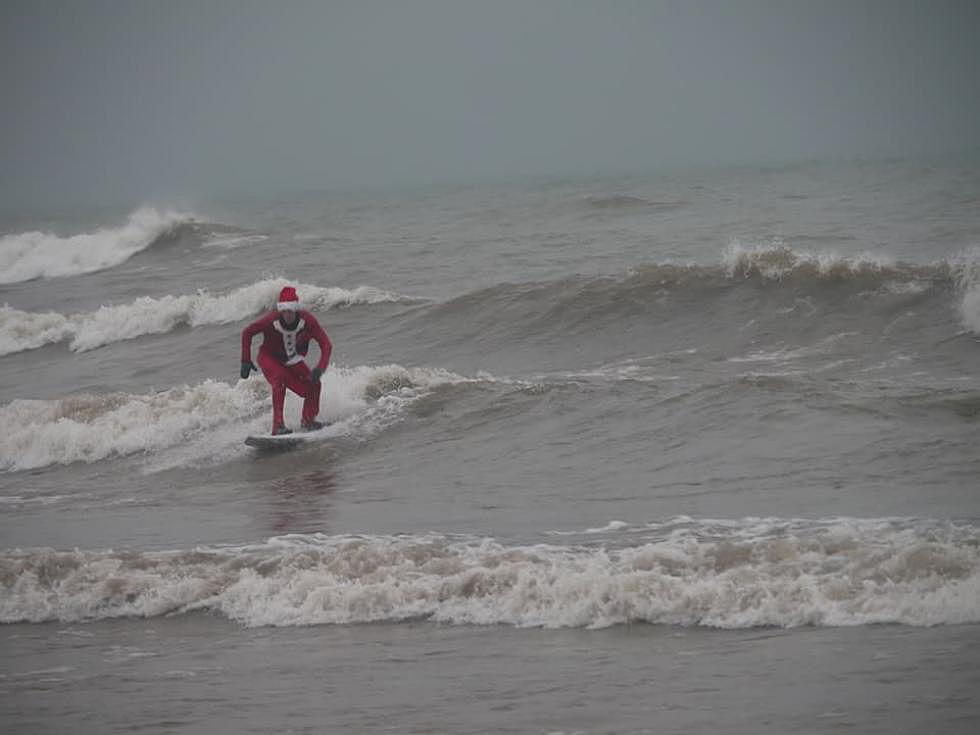 Santa Catches Waves on Lake Erie