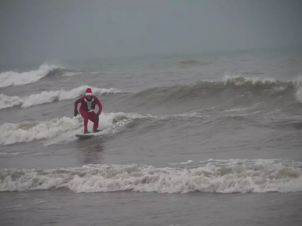 Santa Catches Waves on Lake Erie