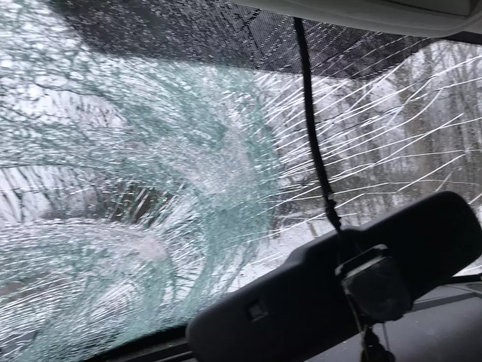 CNY Man Lucky to Be Alive After Ice Flies Into Windshield 