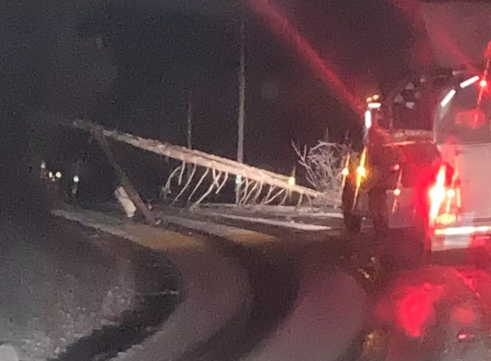 Icy Weather Brings Down Tree & Power Line in Central New York, Blocks Road